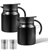 2 Pcs 34 Oz Thermal Coffee Carafe, Vacuum Insulated Coffee Pot with Removable Tea Filter, Double ...