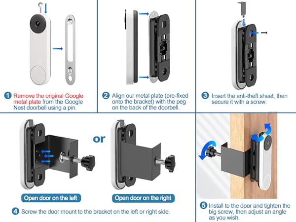 Borcorz Anti-Theft Adjustable Mount for Google Nest Doorbell