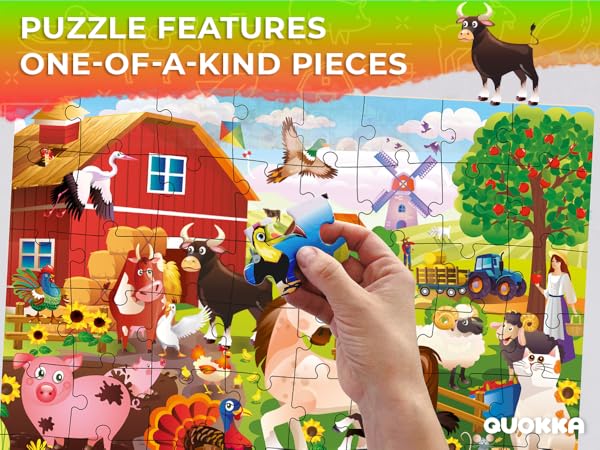 QUOKKA Learning Jigsaw Puzzles for Kids 4-6 Years Old 4X48 Puzzles Polar, Africa, City, Farm