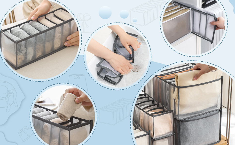 SelfTek 4 Pcs Wardrobe Clothes Organizer for Folded Clothes