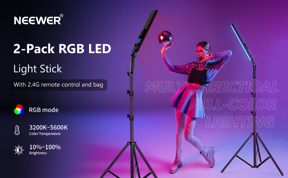 Amazon.com : Neewer 2-Pack RGB LED Light Stick Kit, 21W