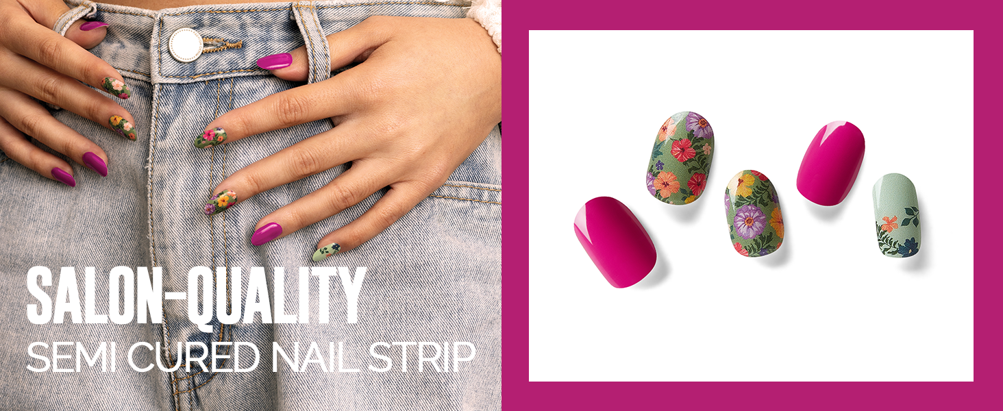 Nailog semi cured nail strip nail wrap Retro Jungle