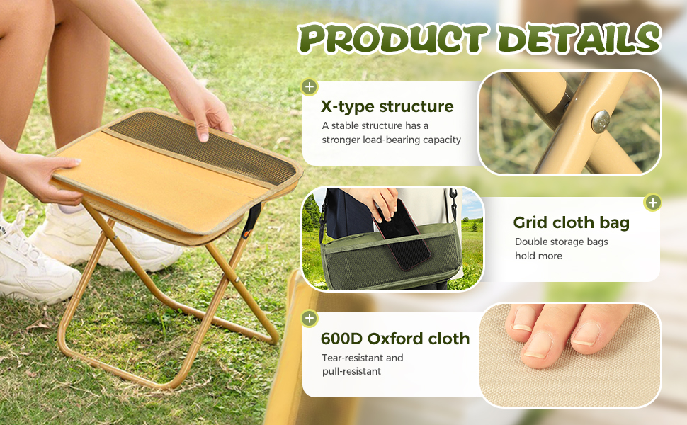 Ultralight Black Camping Stools for Hiking and Fishing