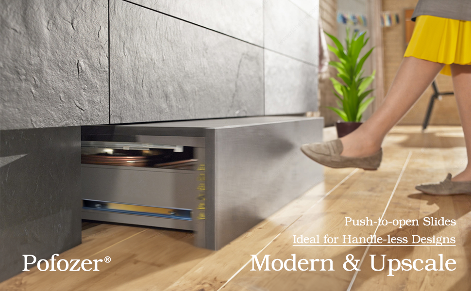 12" PushtoOpen Precision Noiseless FullExtension Drawer Slide Set 2