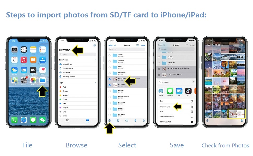 sunshot SD/TF Card Reader for iPhone/iPad, Portable Memory