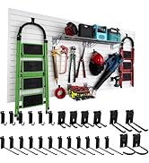 FRAYSCENT Slatwall Panel Garage Slat Wall Storage Systems with 26 Slatwall Accessories, 4'x8' PVC...