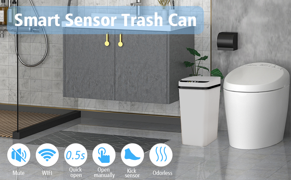 jinligogo Bathroom Small Trash Can with Lid Touchless