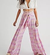 Women's Ruffle Pants High Waist Trousers Casual Beach Maxi Long Palazzo Overlay Pant