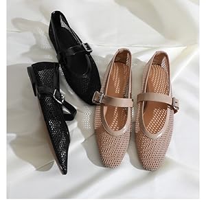 TAGTRAUME】ANNE MESH BUCKLE MARY JANE FLATS Amazon.com