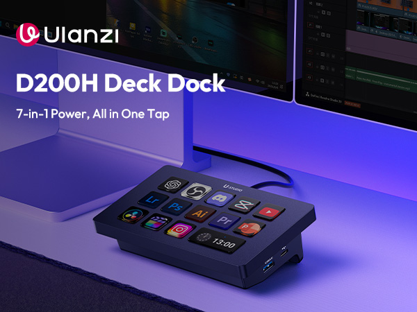 Ulanzi D200H Deck Dock ストリームデッキ風 7in1ドック Deck Dock 7-in-1 Stream Controller Hub | Fast Charging