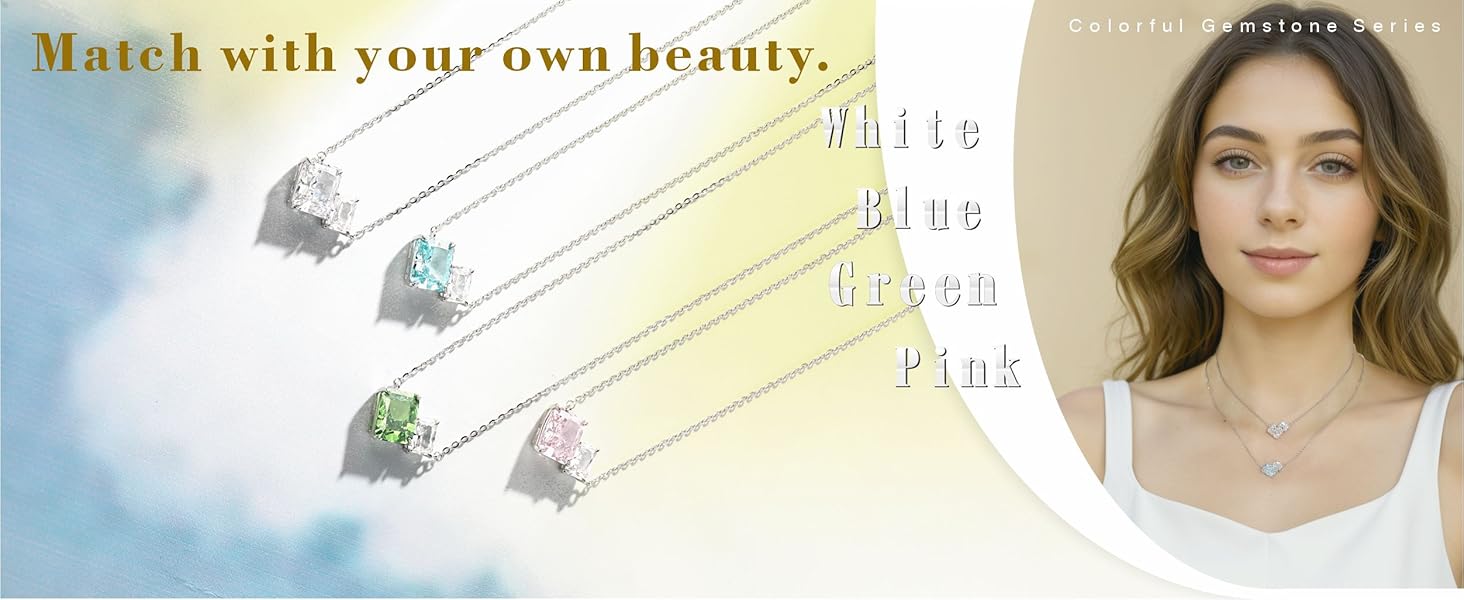 Square Diamond Pendant Necklaces for Women