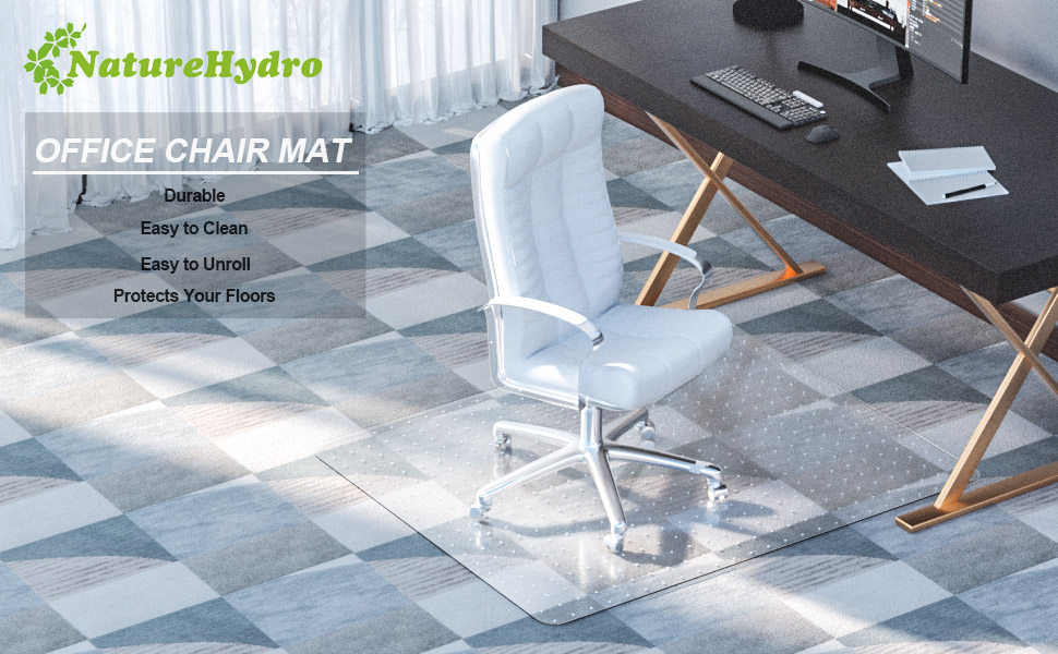 Naturehydro Chair Mat for Carpet 48" x 36" Clear Plastic
