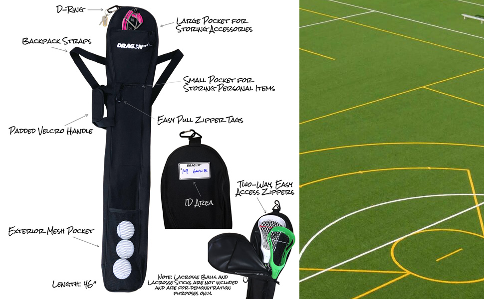 DRAGONXT Lacrosse Stick Bag with Backpack Straps, Padded