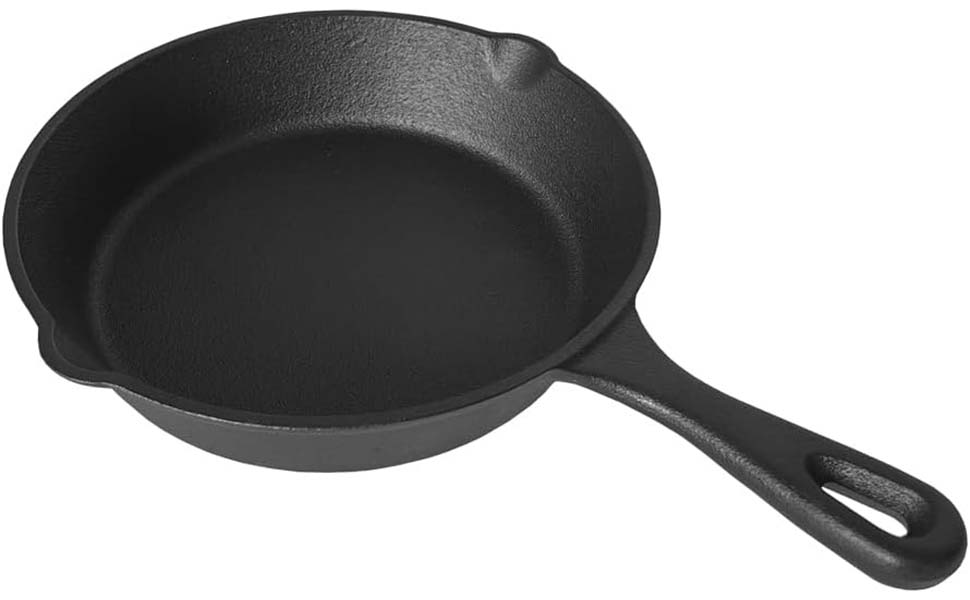 CVLOPWE 8 inch Cast Iron Skillet Teardrop Handle Dual