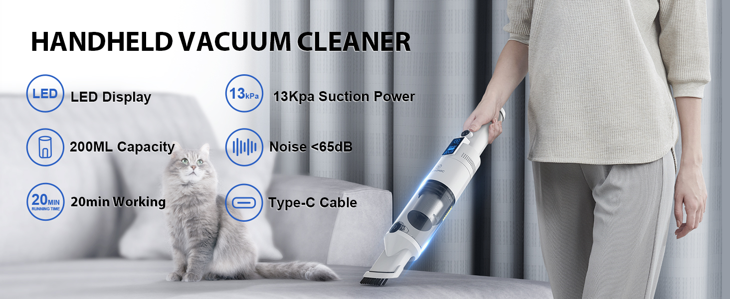 VICSONIC Handheld Vacuum Cleaner, 13kpa Powerful Suction