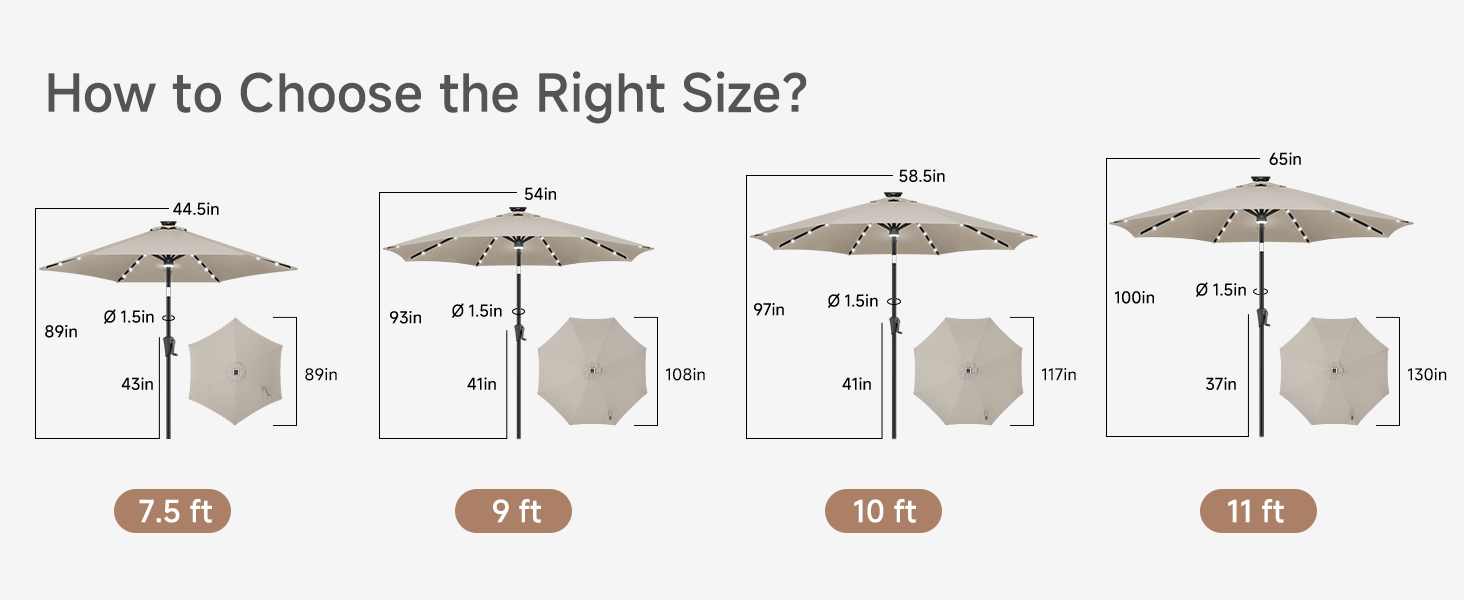 Patio Table Umbrella with LED Lights