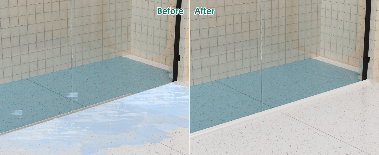 New Collapsible Shower Threshold Water Dam, Self Adhesive Silicone
