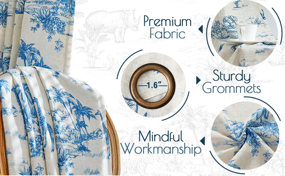 Amazon.com: jinchan Linen Toile Curtains 84 Inches Long for
