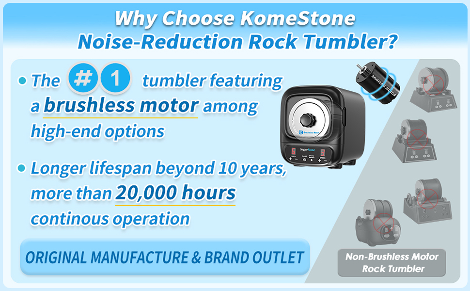 KomeStone K2 Elite Professional Rock Tumbler Kit, Ultra Quiet & Cutting