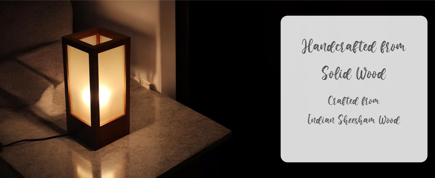 wooden table lamp for bedroom, living room, study table