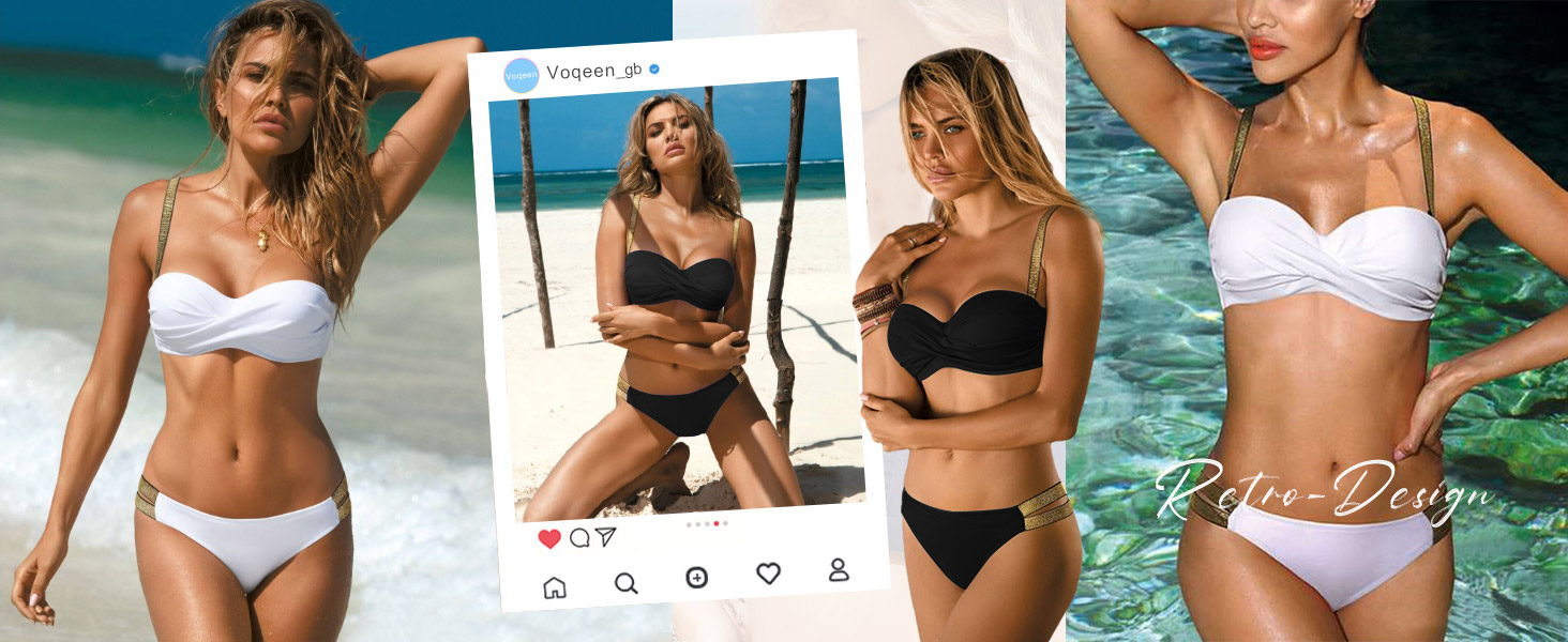 Voqeen Damen Bikini Set Push Up Strandmode Zweiteiliger Badeanzug