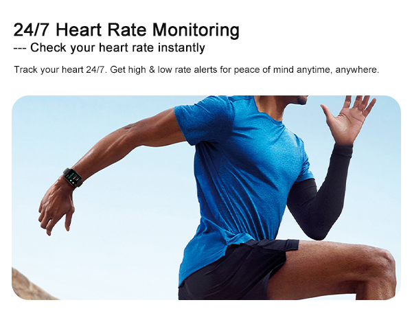 Text reads '24/7 Heart Rate Monitoring' and '3.7 V-4.35 V LiPo'. Shows battery or power specifications and heart rate monitoring feature information.