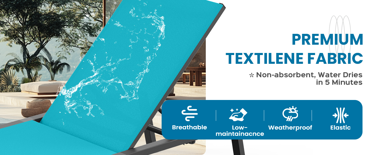Premium Textilene Fabric, Non-absorbent, Water Dries in 5 Minutes