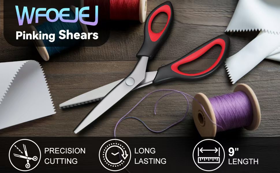 Pinking Shears， Zig Zag Scissors for Fabric，Pinking Shears for Fabric Cutting