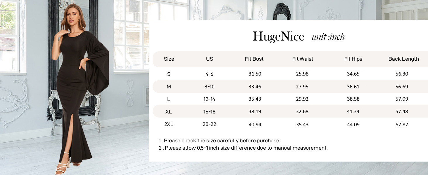 Women's Elegant One Bell Sleeve Side Split Bodycon Long Formal Evening Dress