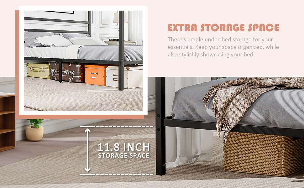 Amazon.com: SUPER DEAL Queen Size Canopy Bed Frame, Metal