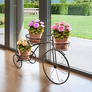 【送料込み】フラワースタンド アイアン 自転車 Amazon | フラワースタンド アイアン 自転車型 屋外 花台