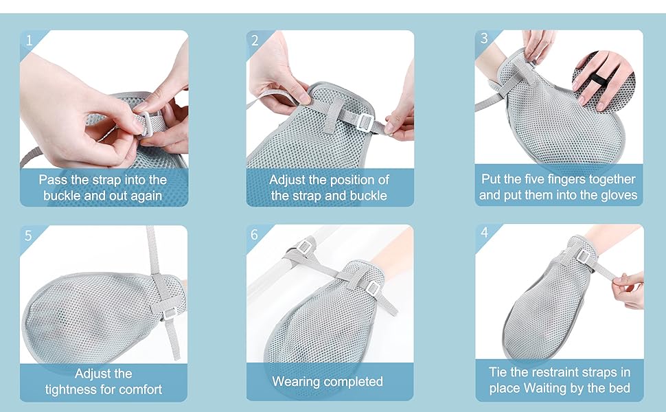 Xspring Medical Restraint Gloves, 2 Pcs Medical Gloves, Hand Protective Gloves for Dementia