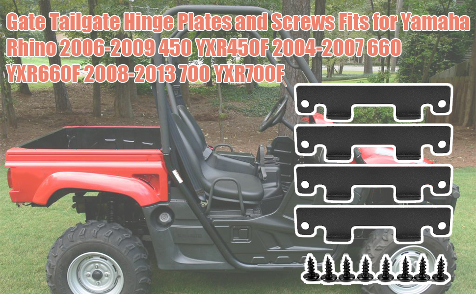 Automkt Gate Tailgate Hinge Plates and Screws YAMTAILGatHP Fits for Yamaha Rhino