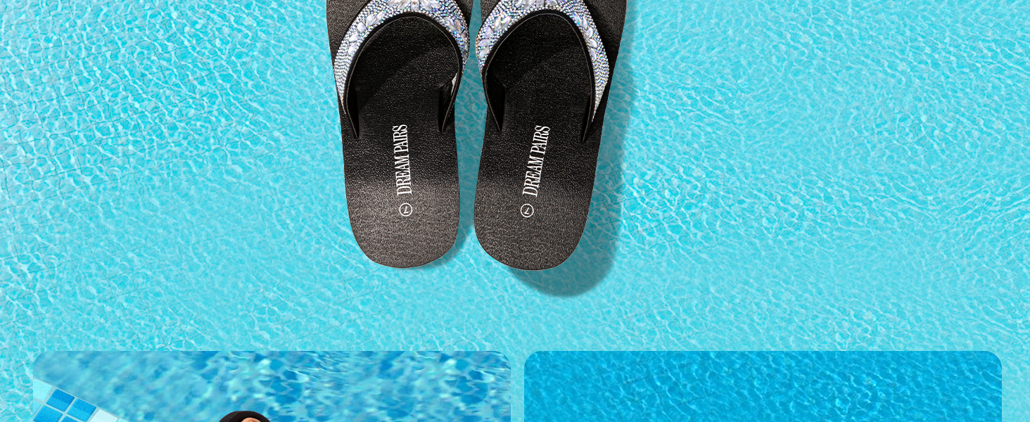 Rhinestone Platform Wedge Flip Flops Summer Beach Comfortable Thong Sandals