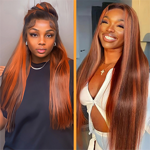 13x4 Ginger Orange Brown Lace Front Wigs Human Hair