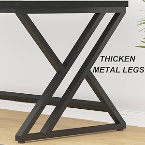 LVB Black Long Computer Desk, Large Industrial Pc Study Home Office Desk, Modern Wood Metal  DESK