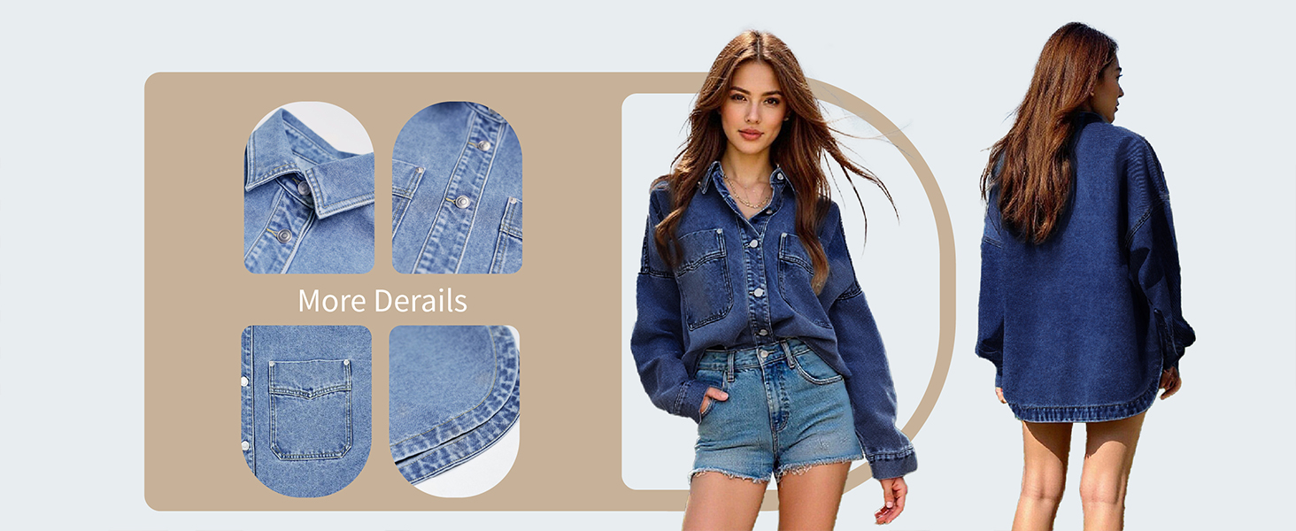 PAOLA RIBONI Womens Denim Jacket Wash Jean Jacket Coats With Pockets