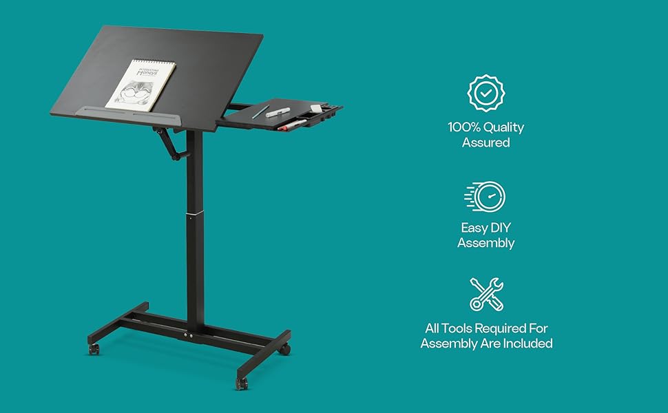White Mulberry Manual Height Adjustable SitStand Desk Ergonomic Spacious Sit Stand Table