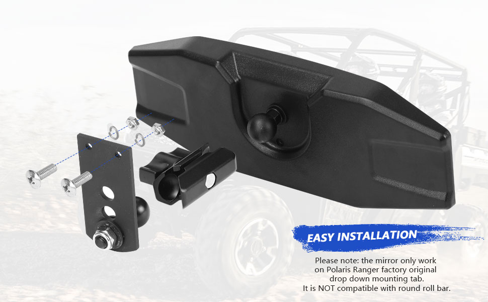 ZIDIYORUO Polaris Ranger Rear View Mirror, Adjustable