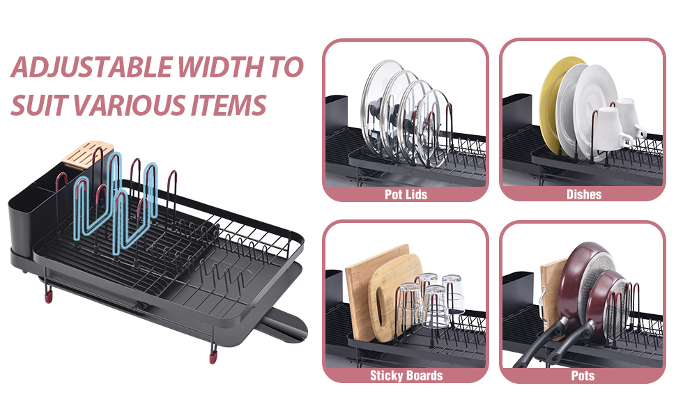 TOOLF Expandable Dish Drying Rack, Large Capacity Dish