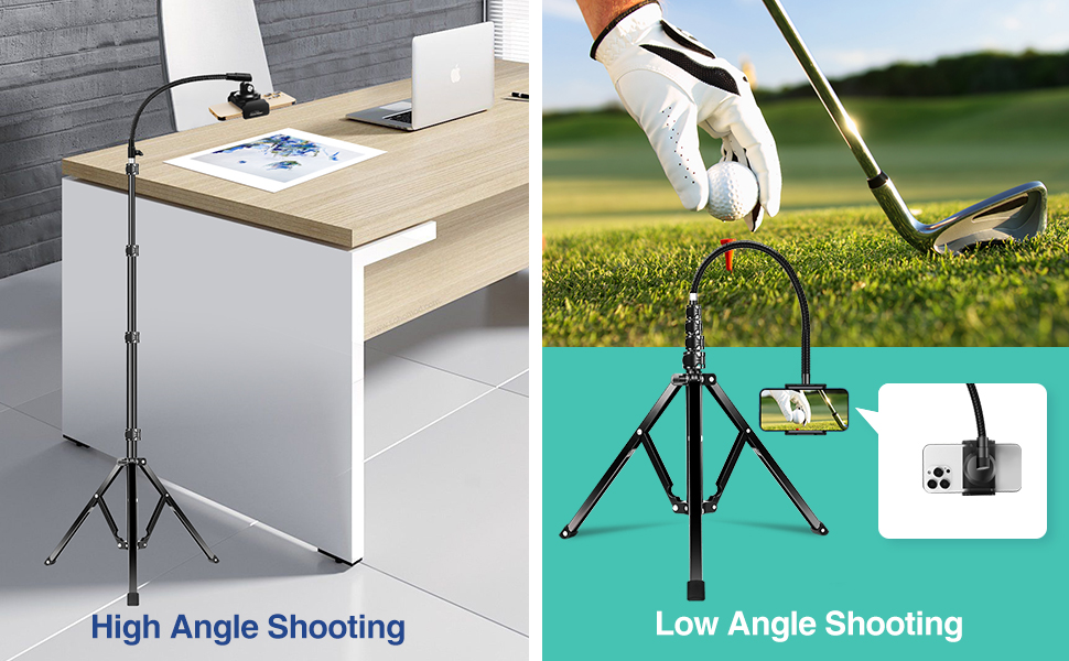 Elitehood 6.7 Feet Tall Phone Tripod, 17" Gooseneck Overhead Tripod for