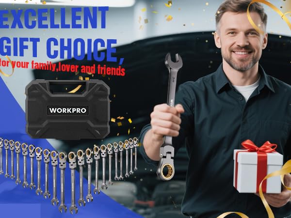 WORKPRO 22-Piece Flex-Head Ratcheting Wrench Set, Ratchet