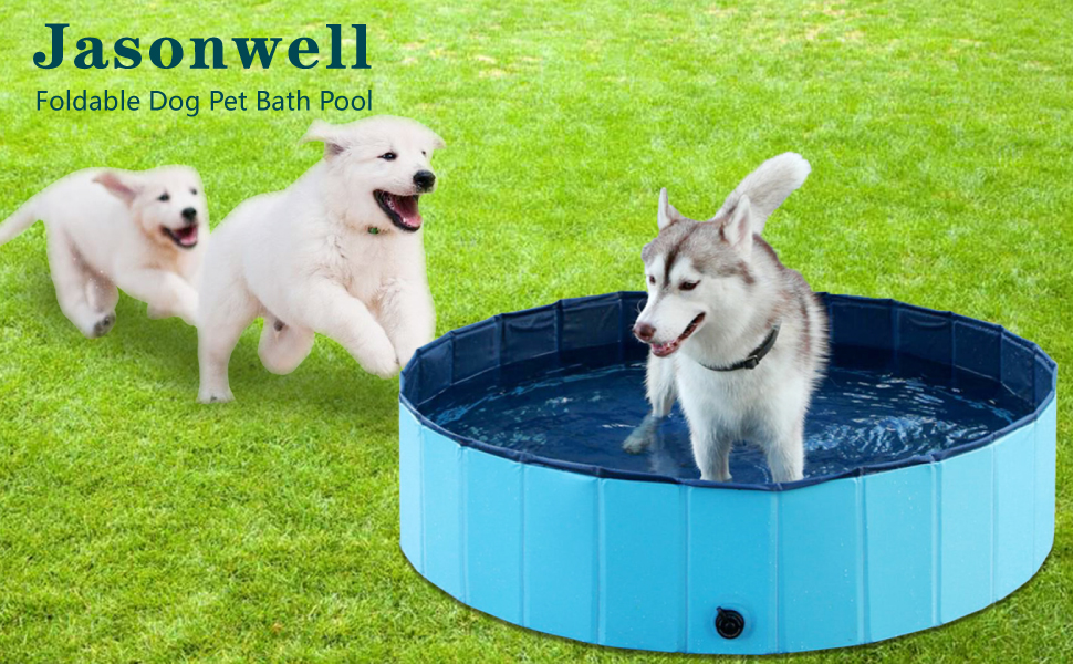 Jasonwell Foldable Dog Pool Collapsible Hard Plastic Dog Swimming Pool