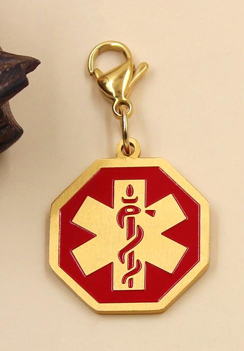 Engraved round medical keychain, Quick access medical keychain