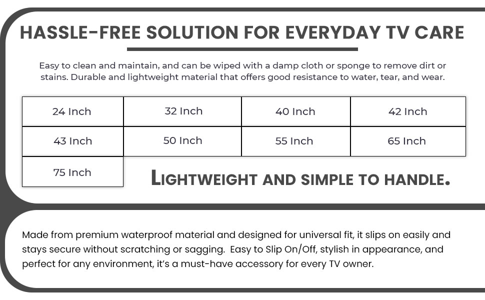 SPN-JGSP The Furnishing Tree Dustproof PVC LED TV Cover Suitable for All Models