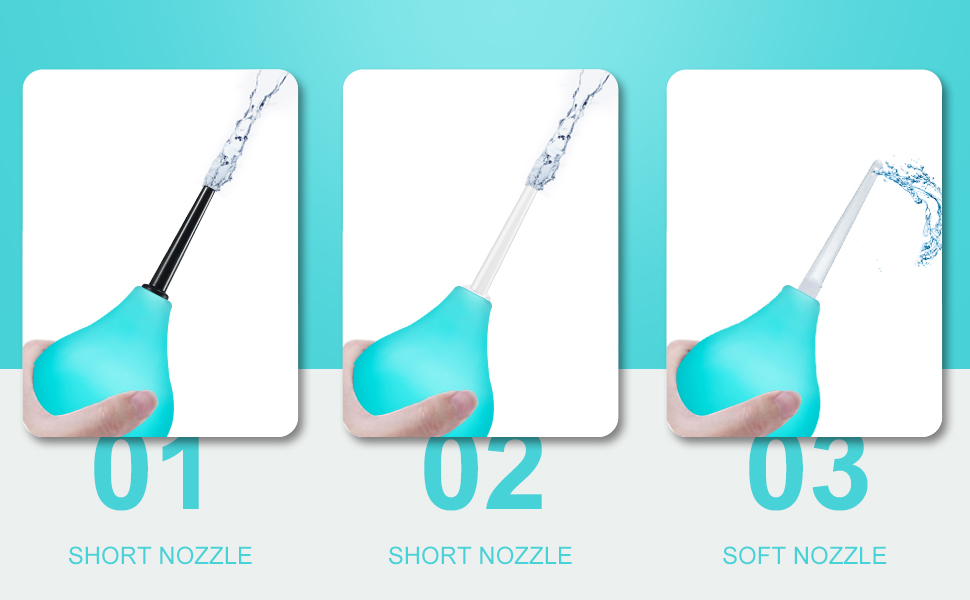 Douches for Men Women Enema Bulb Kit with 3 Nozzles ,Reusable Enema for