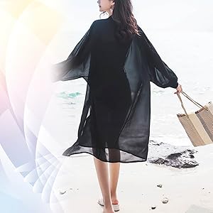 Amazon | [ネコート] NC190BEM ロングカーディガン シフォン