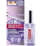 Array of L'Oreal skincare products including Revitalift line, showing purple and pink branded packaging and bottles.
