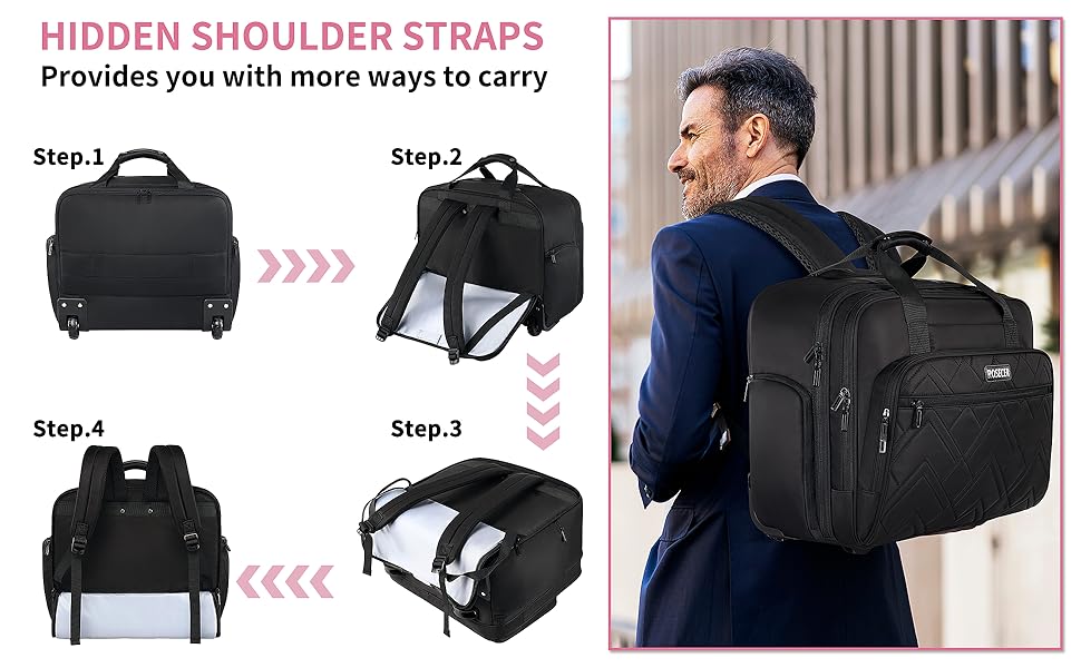 ROSECER Rolling Laptop Bag, 17.3 Inch Premium Laptop