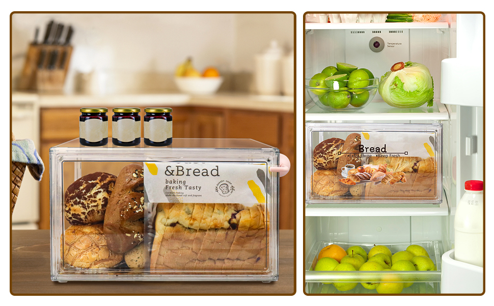 RISICULIS 2PCS Large Bread Box for Kitchen Countertop